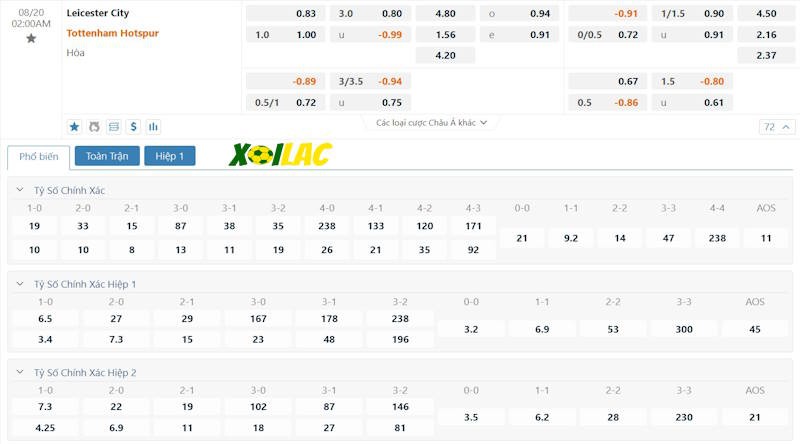 Soi kèo Leicester City vs Tottenham 20/08/2024 – Tỷ lệ kèo Soi kèo Leicester City vs Tottenham 20/08/2024 – Tỷ lệ kèo
